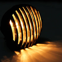 Motorcycle Headlight Distinctive Appearance Retro Grille Headlight High/Low Beam Vintage Motorcycle Front Light for Cruiser Bike Riders