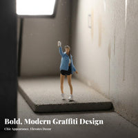 Graffiti Girl Miniature Realistic Specifics Miniature Female Figurine Hand-Painted Tiny Person Model High Intricacy