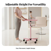 360° Swivel Wheels Adjustable Salon Tray Stand Sturdy & Stable Rolling Tray Table Easy to Clean Utility Wagon Large Capacity for Hair Stylists, Spa Professionals Artists, Barbershop, Home Use, Medical Office, Art Studio