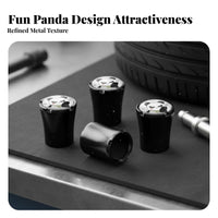 4 Pieces Panda Car Tire Cap Zinc Alloy Construction Panda Tire Valve Toppers Colorful Finish Wheel Air Valve Cover for Men, Women, Gifting