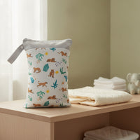 wet/dry Bag Reusable Wet Bag with Wrist Strap Two-Compartment Zippered Pouch for Parents, Journeyers, Travel, Nursery