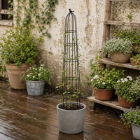 Iron Garden Trellis for Climbing Plants, 111-140cm Plant Supports, Ornate Trellis for Roses, Vines, & Runner Beans, 3 Pieces