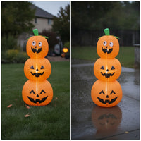 Inflatable Pumpkin Stack Freestanding Jack-O'-Lantern Yard Decoration Pumpkin Stack Eye-Catching Stacked Pumpkins Lightweight