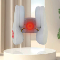 Soft Padded U-Shaped Neck Pillow Portable U Shaped Neck Massager Light Beige Travel Gear Pink-Red Trim for Relaxation, Sleep