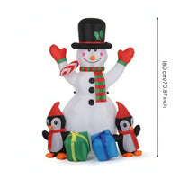 Outdoor Inflatable Snowman with Penguins Festive Snowman with Top Hat Easy Inflation Yard Decoration Oversized for Families, Garden, Lawn
