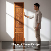 Chinese Design Folding Screen Double-Sided Antique Carved Room Separate R Reversible Panels Hand-Carved Folding Screen for Entryway, Tea House