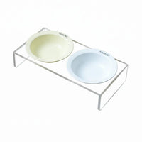 Ceramic Pet Bowl with Simple to Clean to Clean Acrylic Bowl Stand Dishwasher Raised Feeding Station for Cats, Kittens