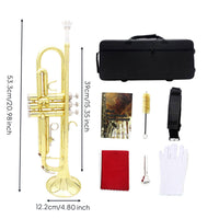 Starter Kit Colored Trumpet Included Case Bb Trumpet Easy to Play Wind Instrument Professional Performance for Beginners, Kids, Professionals, Music Practice, Concert