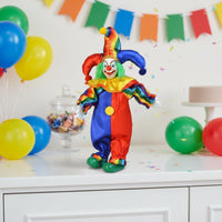 Porcelain Clown Doll Colorful Costume Hand Painted Clown Figurine Handmade Doll for Collectors, Home Decor