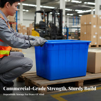 With casters Large Wheeled Plastic container Thickened Design Wheeled Storage Tote sturdyDuty Turnover Box Stackable for Warehouse personnel, Logistics Personnel, Workshop, Moving, Garage, Basement