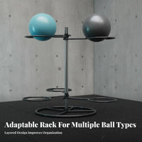 Space-Saving Design Exercise Ball Rack Stable Construction Exercise Ball Holder Heavy Duty Steel Frame Quick Assembly