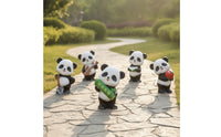 5 Pieces Panda Statues with Props Cartoon Panda Figurines Waterproof Ornament for Gardeners, Garden