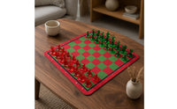 Easy to Stow Red Green Chess Board Set Lightweight Plastic Chess Set Colorful for Beginners, Kids, Travel, School