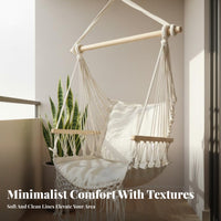 Easy to Install Textile Swing Chair Long-Lasting Tasseled Rope Lounger Portable Swing Seat Bohemian Aesthetic for Students, Children, Dorm Room, Bedroom, Balcony, Garden