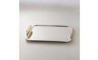 Decorative Mirrored Tray with Handles Mirror-Polished Metal Serving Tray with Handles Reflective for Hosts, Beverage Cart, Dining Table