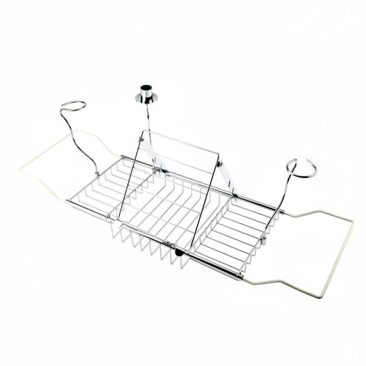 Multi-Functional Bathtub Table with Wine Holder Rust Resistant Expandable Bathtub Tray Easy Installation over-the-Tub Organizer Rack Foldable