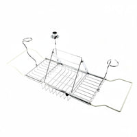 Multi-Functional Bathtub Table with Wine Holder Rust Resistant Expandable Bathtub Tray Easy Installation over-the-Tub Organizer Rack Foldable