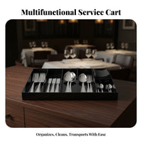 Multifunctional Hotel Service Cart Easy to Clean Hotel Linen Trolley Large Capacity Plastic Multi-Function Cleaning Cart Effortless-Rolling Casters for Housekeeping Personnel, Janitors, Cleaners, Restaurant, Hospital, Office Buildings