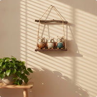 Owl Wall Decor Textured Wall Hanging with Owls Artisan-Made for Entryway
