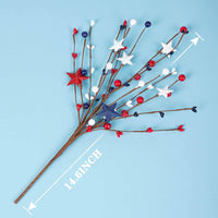 Independence Day Reusable Patriotic Tricolor Artificial Branch DIY Crafting Patriotic Fake Sprig for Vase Filler, Office Decor