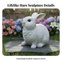 Hare Statue Weather-Resistant Resin Hare Figurine Detailed Craftsmanship Lifelike Bunny Statue for Garden, Patio, Balcony