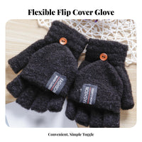 2 Pieces Fold-over Gloves Korean Design Fold-over Fingerless Gloves Half Finger Mittens Gender-Neutral Transformable Mittens
