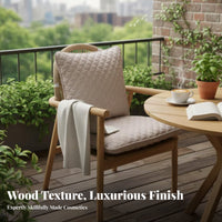 Nordic design Round Dining Table with Woven Armchairs Weather-Resistant patio furniture set Leisure Design Outdoor Furnishing Comfortable Seating for homeowners, Families, Adults, Garden, Balcony, Courtyard, rearyard