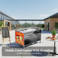 Multi-Functional Foldable Snack Cart Large Storage Capacity Night Market Push Cart Stainless Steel Vending Stall for Street Vendors, Small Business Owners, Caterers, Outdoor Events, Roadside