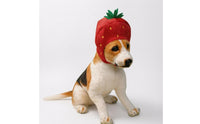Leaf-Shaped Topper Strawberry Pet Hat Yellow Spots Stuffed Strawberry Hat Lightweight Headwear Funny Novelty for Pets, Photography, Performance