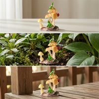 Frog on Toadstool Figurine Cute Toadstool Figurine Detailed for Hobbyists