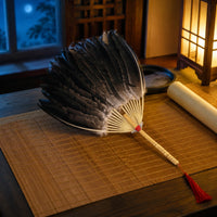 Handmade Goose Feather Fan Decorative Feather Fan Traditional Accessory Oversized for Performers, Cosplayers