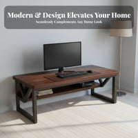 Spacious Desktop Gaming Desk with Under-Shelf Sturdy Construction Desk with Storage Shelves Easy Assembly Computer Table M-Shaped Leg Design for Students, Couples, Telecommuting Workers, Bedroom, Study Room
