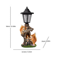 Whimsical Squirrel Garden Statue with Lantern Outdoor Solar Light with Squirrel Base Resin Long-Lasting for Gardeners