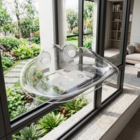 Transparent Cat Bed and Window Cat Hammock, Suction Cup Cat Bed with Strong Mounting, Space Saving Clear Perch for Indoor Sunbathing Cat Use.