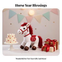 Traditional Horse Year Symbol Toy Great Gift Soft Horse Toy Good Fortune Symbol Stuffed Small Horse Doll for Children, Adults, Birthday Parties