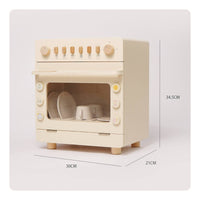 Cream-Colored Pretend Oven Rounded Corners Wooden Kids Oven Front Window Pretend Dishwasher Round Knobs
