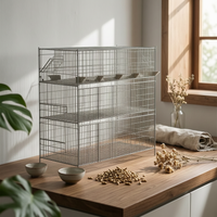 Multi-Level Rabbit Cage with Waste Tray Easy-Clean 18-Compartment Rabbit Cage Space-Saving for Breeders, Farms, Backyards