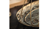 2 Pieces Wrought Iron Tray Vintage Decorative Tray with Handle Rustic Perforated Metal Basket for Tea Table