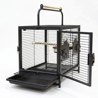 Portable Bird Cage with Handle, Metal Small Bird Cage for Budgie and Cockatiel, 2 Doors with Standing Perch Food Bowls for Outdoor Car Travel