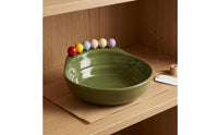 Fruit Fork Bowl Set Glossy Ceramic Fruit Bowl Ceramic Snack Dish Ribbed Interior Tableware Polished