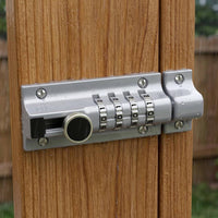 Metal Combination Latch Lock Silver Finish 4 Digit Latch Lock Rectangular Faceplate Keyless Slide Bolt Turn Knob