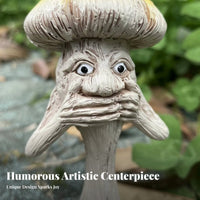 Mushroom Statues Durable Resin Trio Playful See Hear Speak for Yard