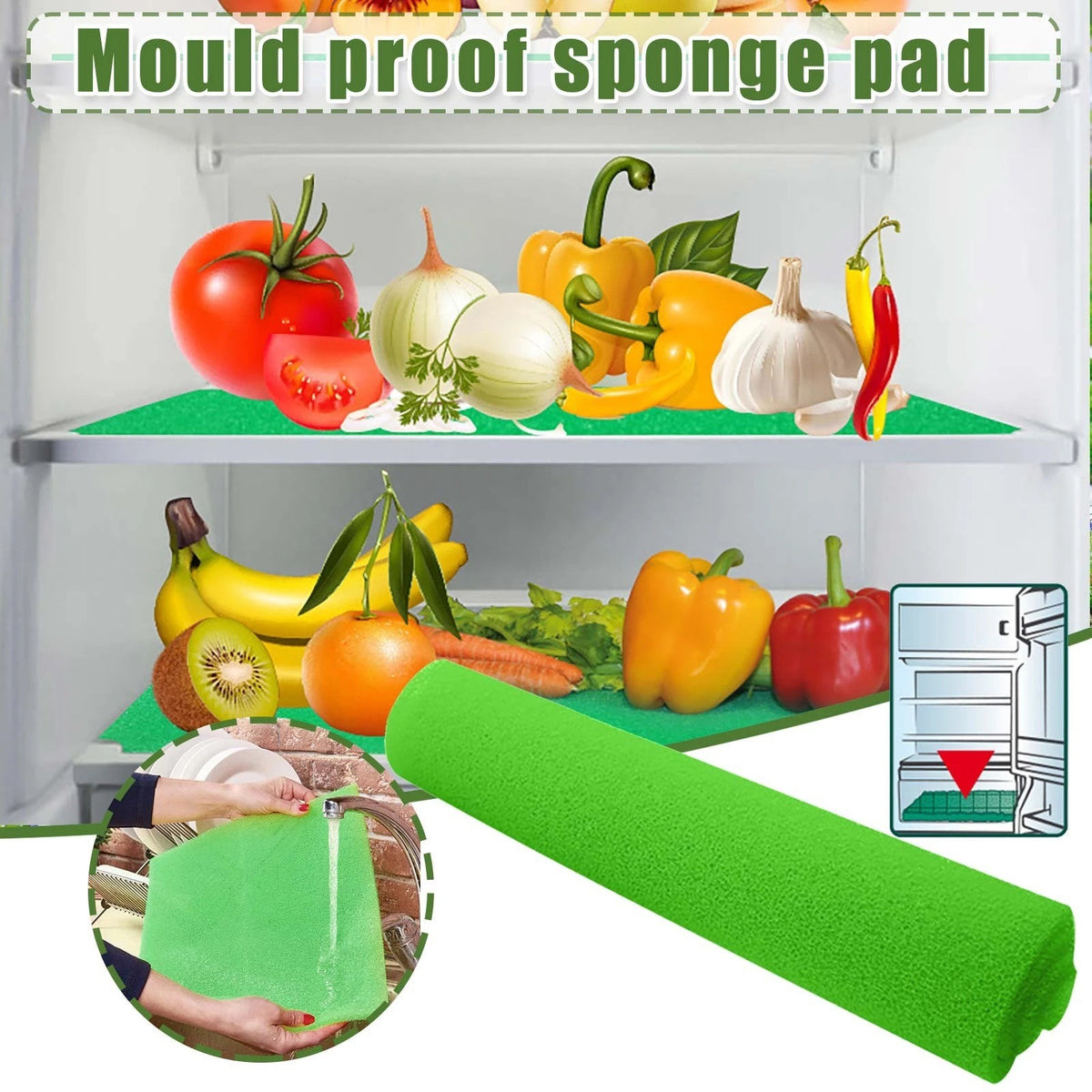 Refrigerator Filter Anti-Mold Sponge 380x300x3mm Antibacterial Pad, Cuttable