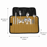 Stainless Steel Camping Cutlery Set, 12-Piece Spoon Fork Set, Compact Storage, Khaki, Portable For Bento