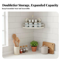 No-Drill Installation Suction Cup Triangle Shelf Space Saving Corner Organizer Waterproof and Rustproof Wall Rack Raised Guardrail for Renters, Homeowners, Families, Kitchen, Bathroom, Shower