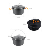Large Capacity Camping Stockpot Stainless Steel Hanging Pot Lightweight Aluminum Hanging Pot Easy to Clean for Road Trip, Barbecue