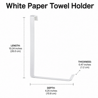 Pale Metal Kitchen Roll Holder, No-Drill Hook Kitchen Towel Holder, Under Cabinet Space Saving Paper Towel Dispenser