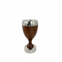 Walnut Wood Candle Holder Stainless Steel and Walnut and Metal Candlestick Polished Finish Candle Holder
