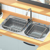 Kitchen Sink Strainer and Expandable Sink Basket, Stainless Steel Over Sink Drainer for Food Waste, Space Saving Modern Minimalist Style Design