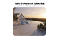 Round Sunbed with awning Hand-Woven Wicker Canopied Daybed Comfortable pads outdoordoor Furniture for Homeowners, partners, pool area, Terrace, supportyard